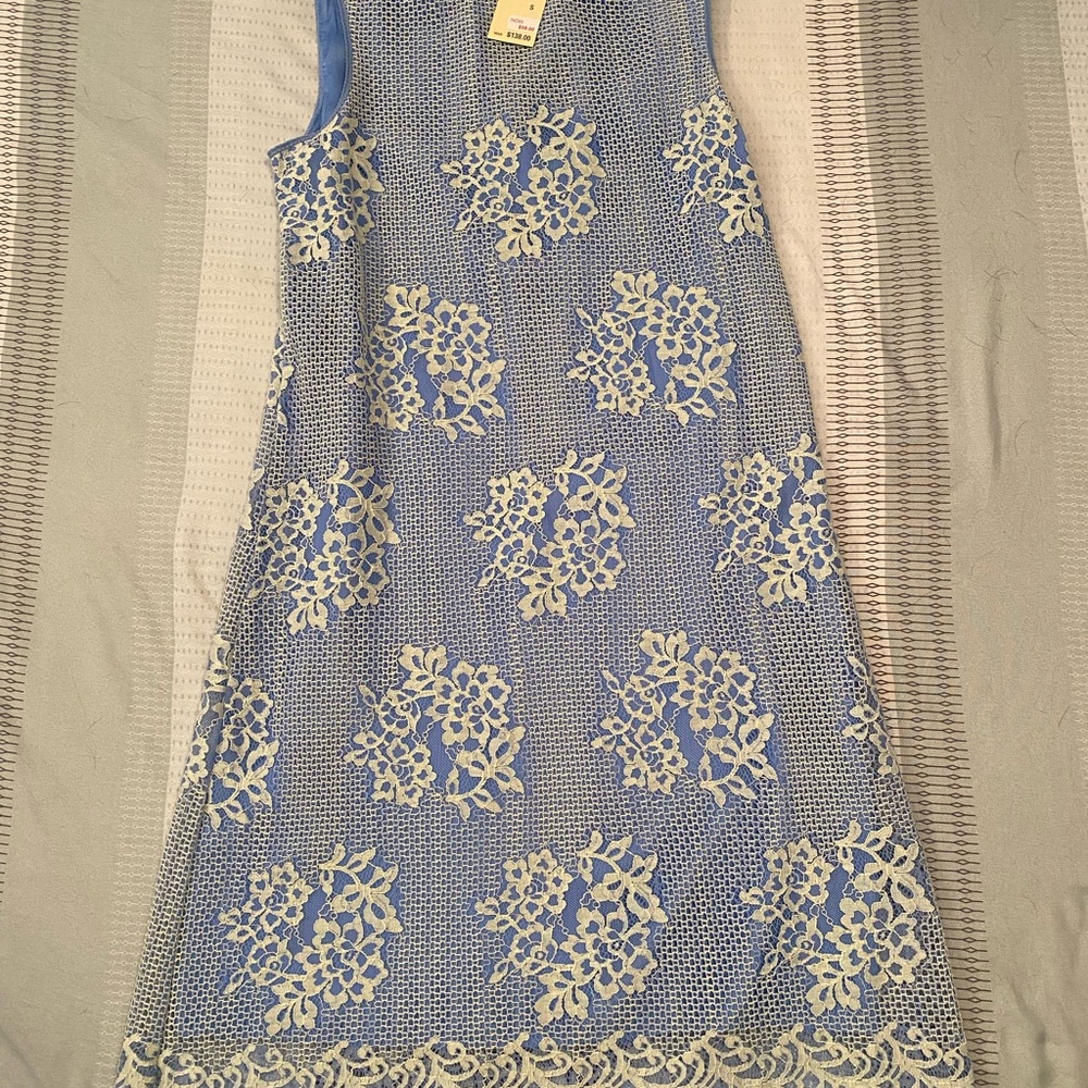Max Studio Blue and Cream Floral Midi Dress
